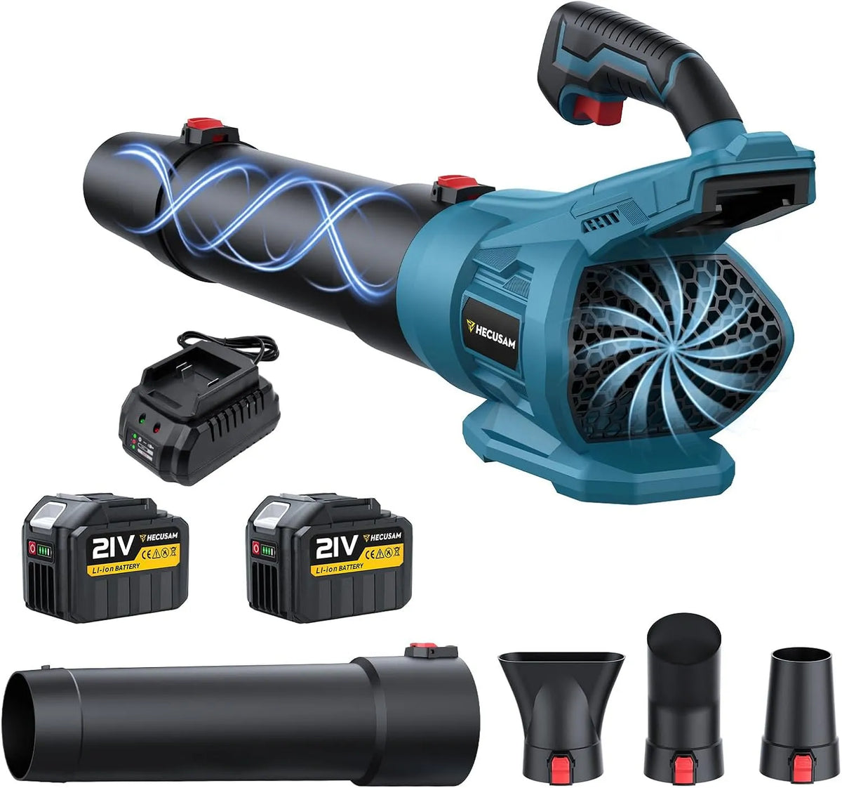 Makita Laubbläser, 288 km/h & 800 m³/h, Bürstenloser Motor mit 2 Batterien, Hecusam Für 18v Akkus, Ladegerät, Staub