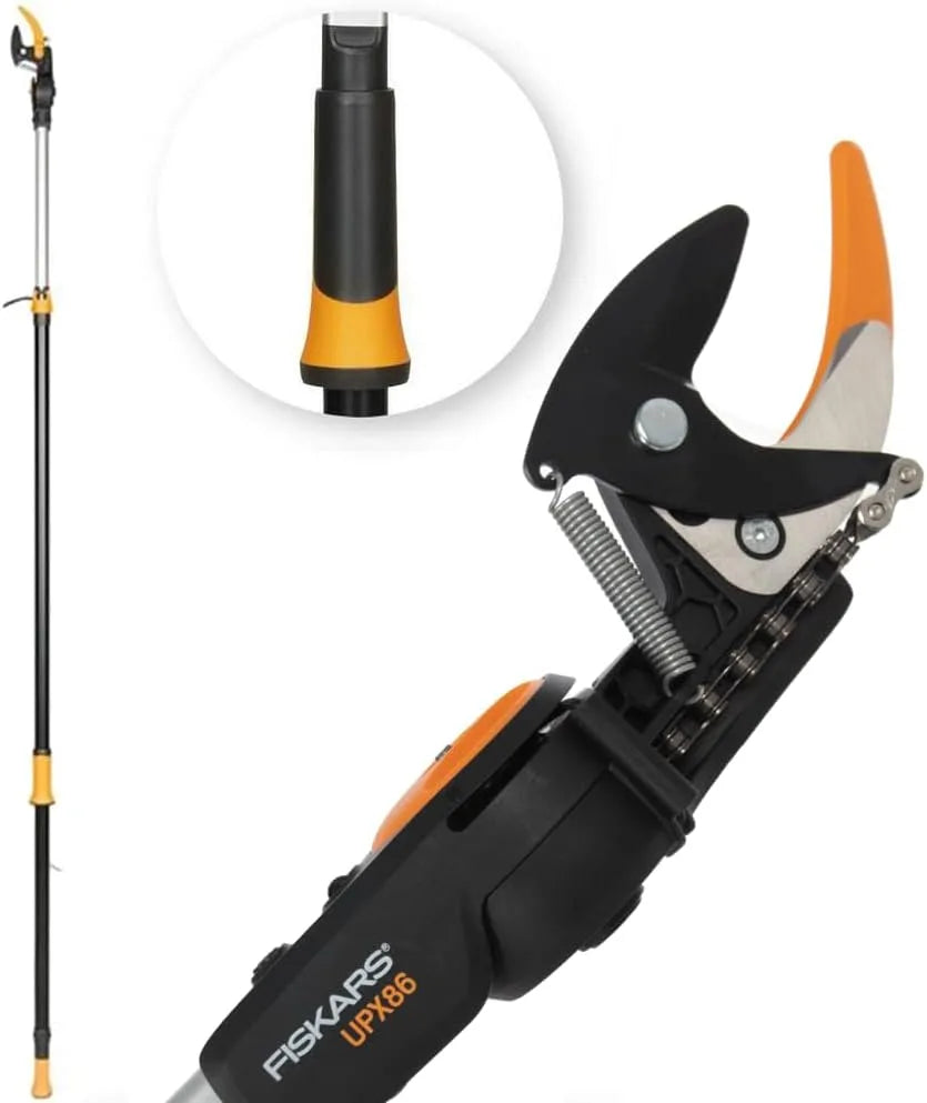 Modell Teleskop-Schneidgiraffe für frische Äste und Zweige UPX86 1023624 Fiskars Bypass, 4 m, Antihaftbeschichtet, Aluminiumstiel, in Schwarz