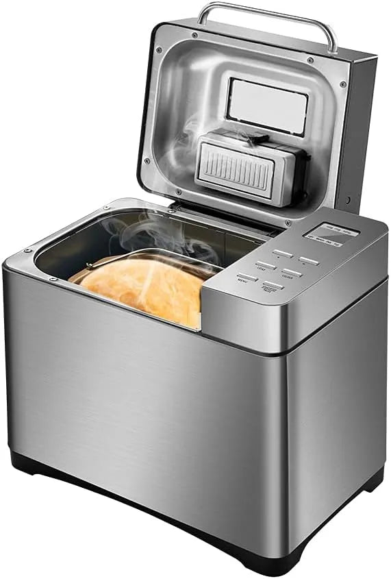 Brotbackautomat, 650 Watt Edelstahl Brotbackmaschine 19 Betriebsprogramme 500 bis 1000g abstimmbar
