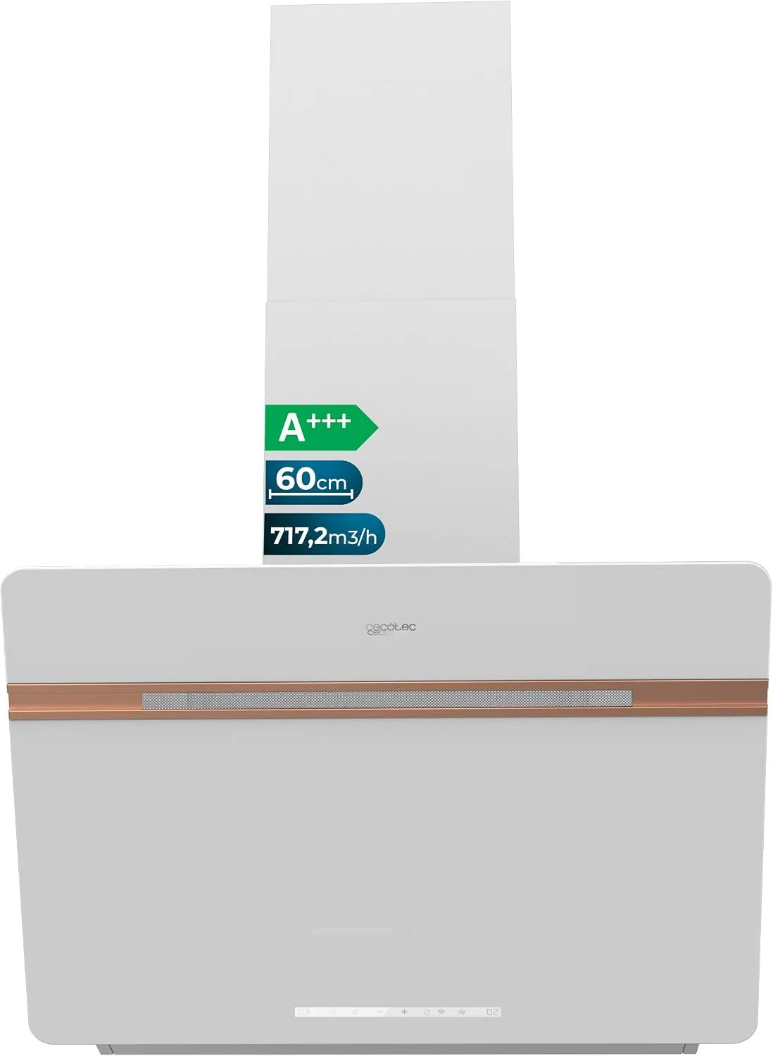 Cecotec Dunstabzugshaube 607500, 717,2 m³/h, Touchpanel, Doppel-Booster, App Control, Carbonfilter inklusive, BLDC-Motor, Gestensteuerung, LED