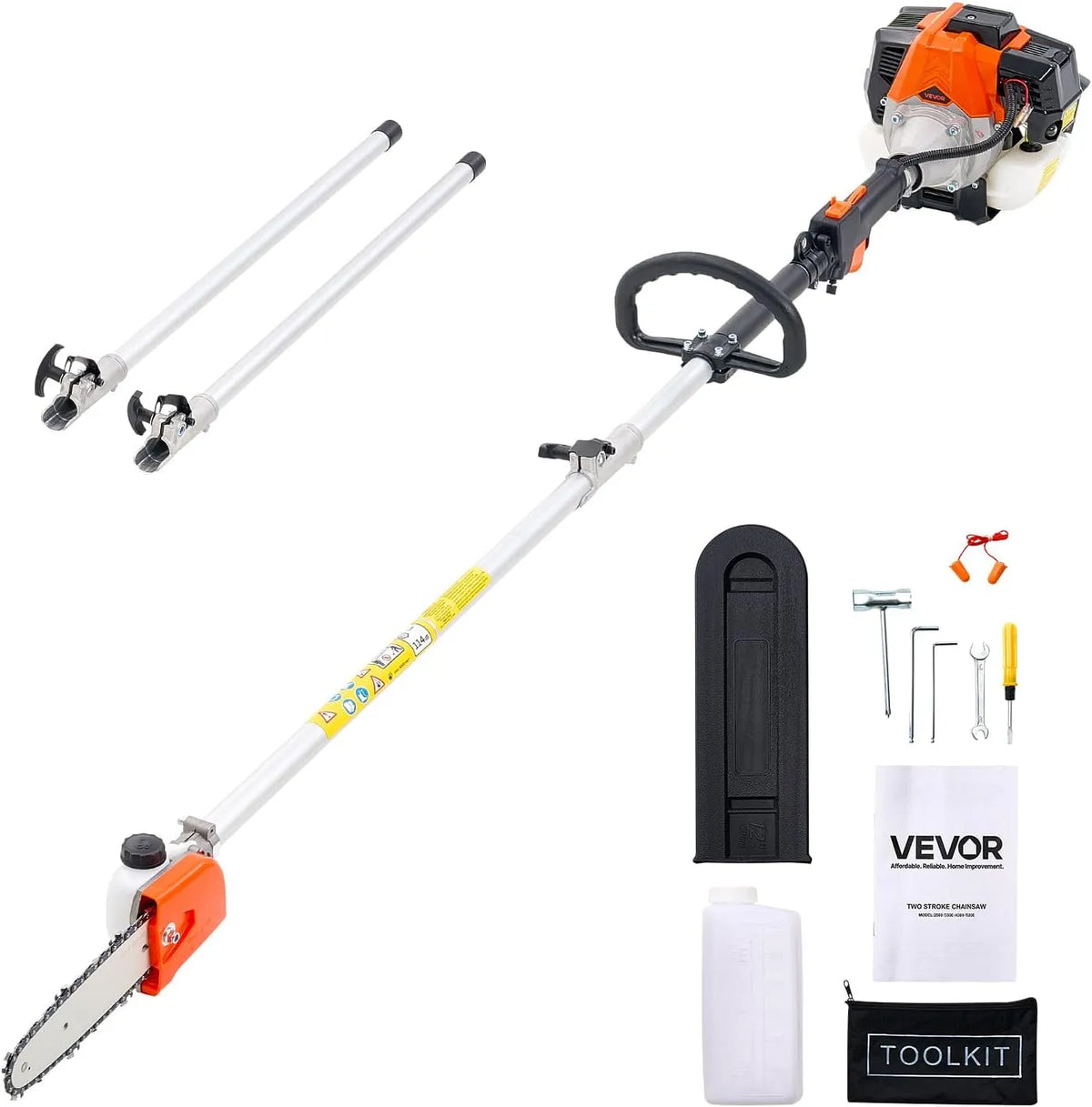 Vevor Motorsäge 33ccm, 2-Takt, 20,3 cm Schwert, Fassungsvermögen 850 ml Kraftstofftank, Benzin-Hochentaster