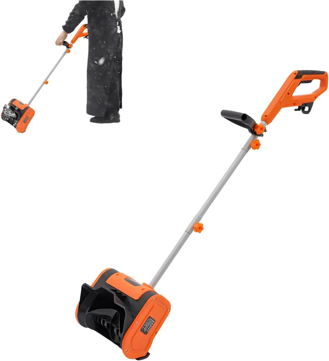 Schneefräse Elektro, 32 cm Räumbreite, Gewicht 5,61 kg leicht und sehr wendig, Sicherheitsschalter, 1800 W Motorleistung, 16 cm Einzugshöhe, Orange