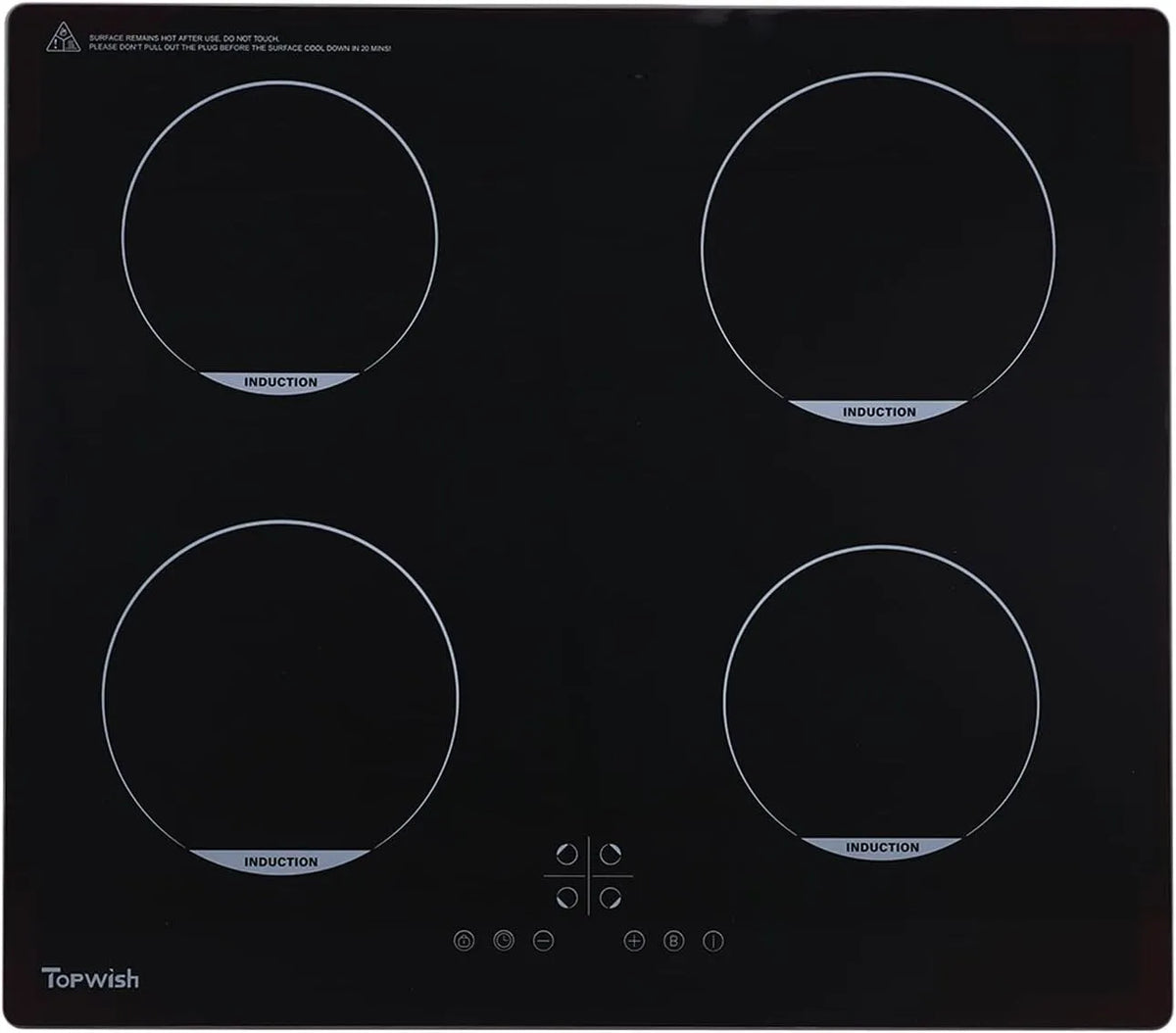 Induktionskochfeld, Boost-Funktion, 4 flammig, Induktionsherd 60 cm,4 Zonen Induktion Herdplatte, Touchsteuerung, Restwärmeanzeige, Timer