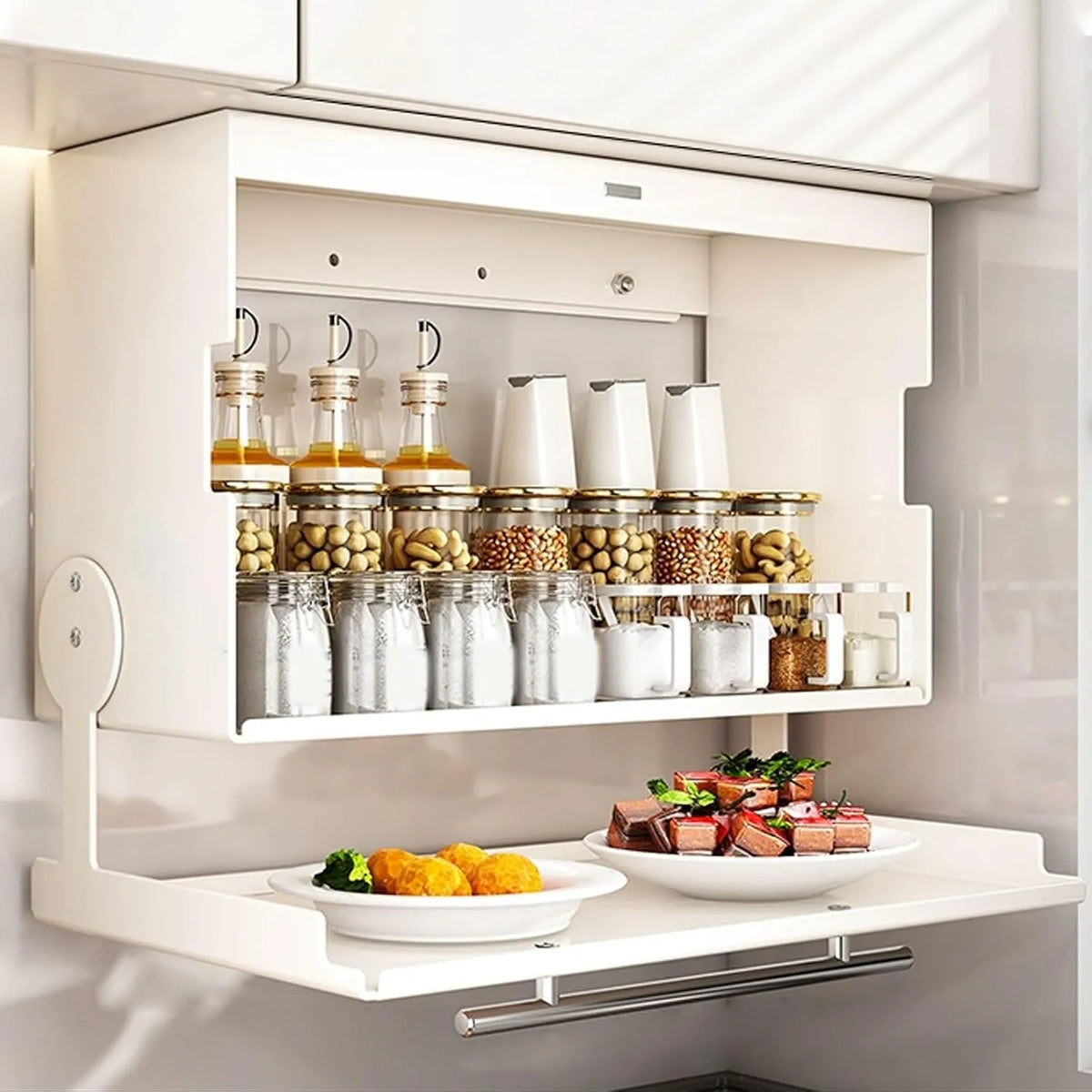 Aus Metall Stilvoller Wandschrank, Maße 40 x 19 x 39,9 cm, 2 Installationsmodi, robuster Karbonstahl, faltbarer Deckel, kompakter Badezimmer-Organizer