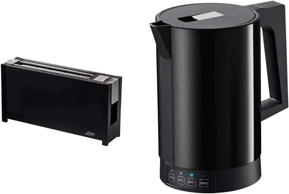 Toaster ritter, volcano 5, in Schwarz, Langschlitztoaster mit eleganten Glasfronten, mit Temperatureinstellung