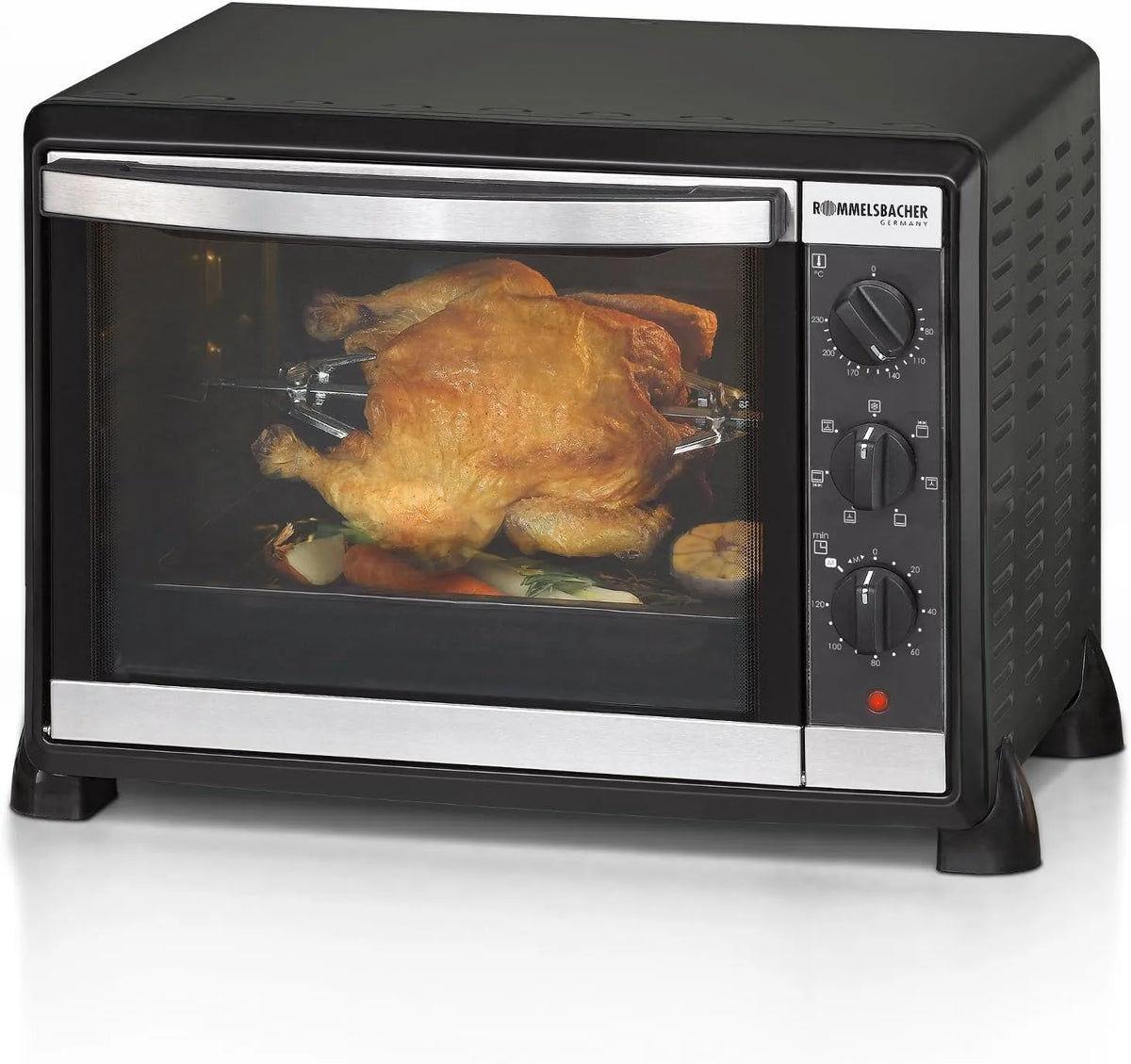 Grill BG 1550 ROMMELSBACHER Back &, Ofen -30 Liter Backraum, Leistung 1550 W, 7 Heizarten, Temperaturen von 80-230 °C, Umluft, Drehspieß