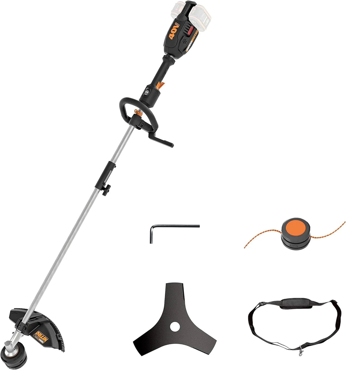 Worx Rasentrimmer WG186E.92 2x20V, 38cm SchnittkreisØ, Diverse Aufsätze, ohne Akku & Ladegerät, Nitro Akku Sense & Freischneider 40V