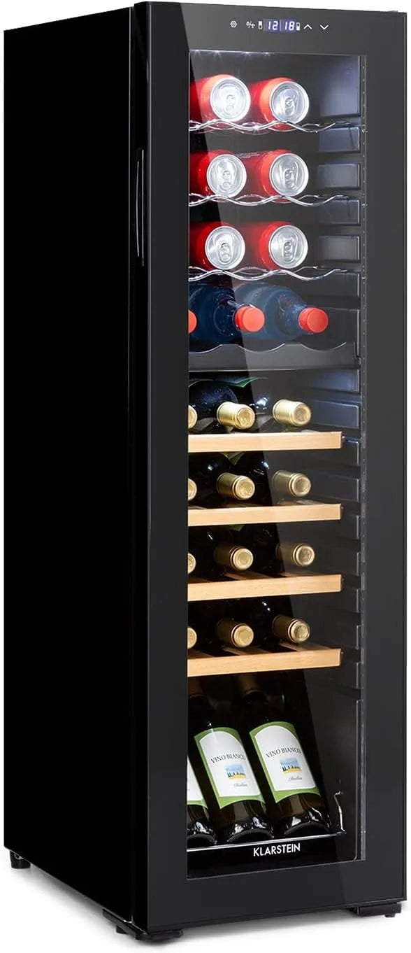 Klarstein Kompressor, ideal für Weinliebhaber, freistehender Weinkühlschrank für 27 Fl., hält deine Weine kühl & frisch