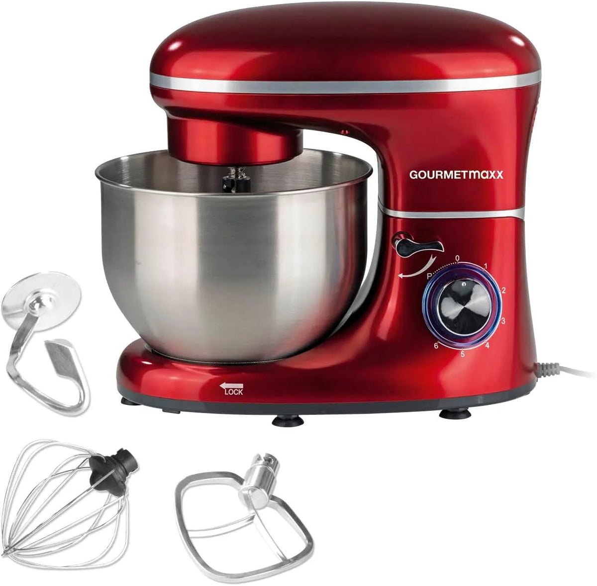 Küchenmaschine GOURMETmaxx, 1.500 Watt, inklusive. Rühraufsatz, Leistungsstarke mit großer 5 Liter Edelstahlschüssel und Direktantrieb