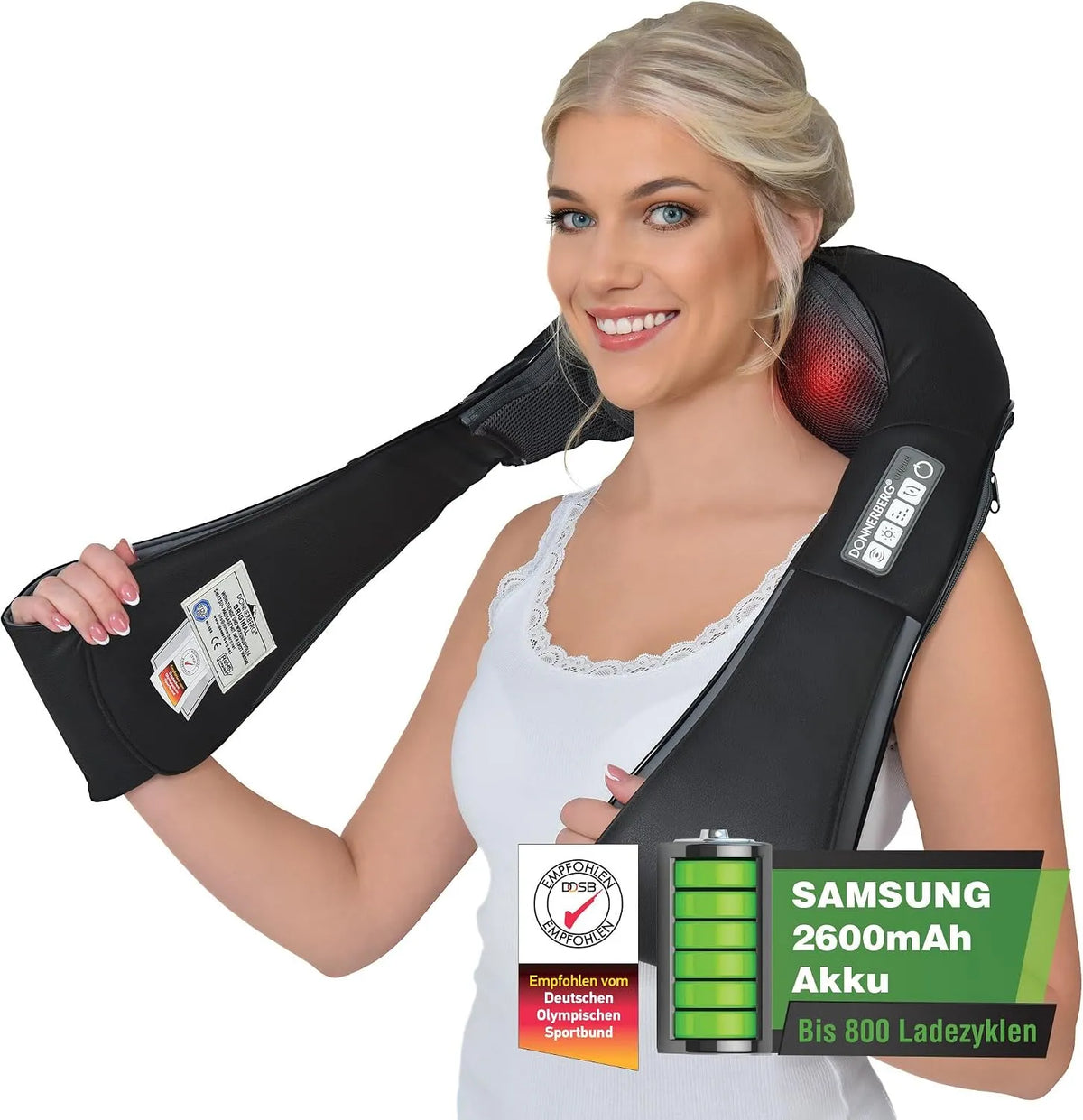 DONNERBERG Das, Original Nackenmassagegerät Kabellos Akku Massagegerät Effektive VIBRATION 4D Shiatsu