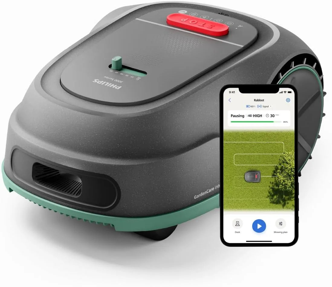 Philips Modell RSL3000/10, Rasenmähroboter Serie 3000, Cross-Mowing, GPS-Kartierung, Intelligentes Mähen, schnelleres Mähen, Hangtauglichkeit