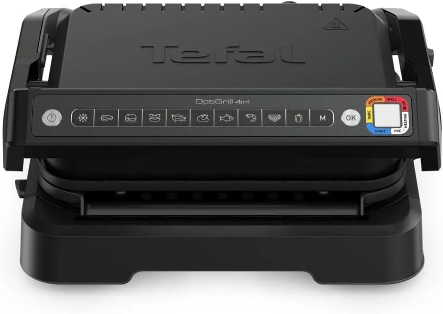 Tefal Grill GC7748 4in1, OptiGrill Kontaktgrill in Schwarz 2100 Watt 600 cm² Grillfläche