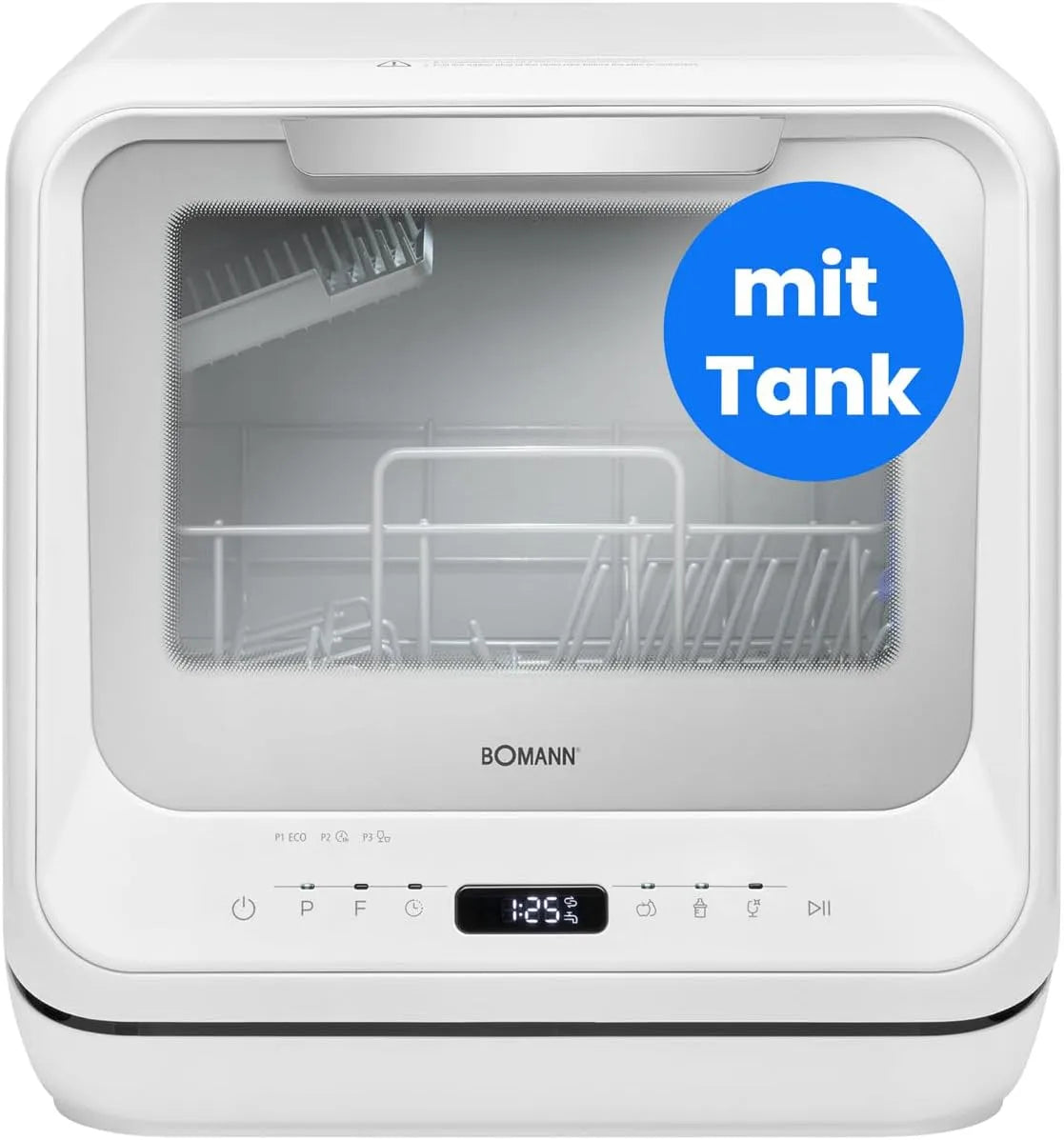 Bomann Geschirrspüler TSG 5704, 6 Betriebsprogramme, Tischgeschirrspüler mit Tank, Mini Spülmaschine, Mini leise, 36-70°C, 42cm breit