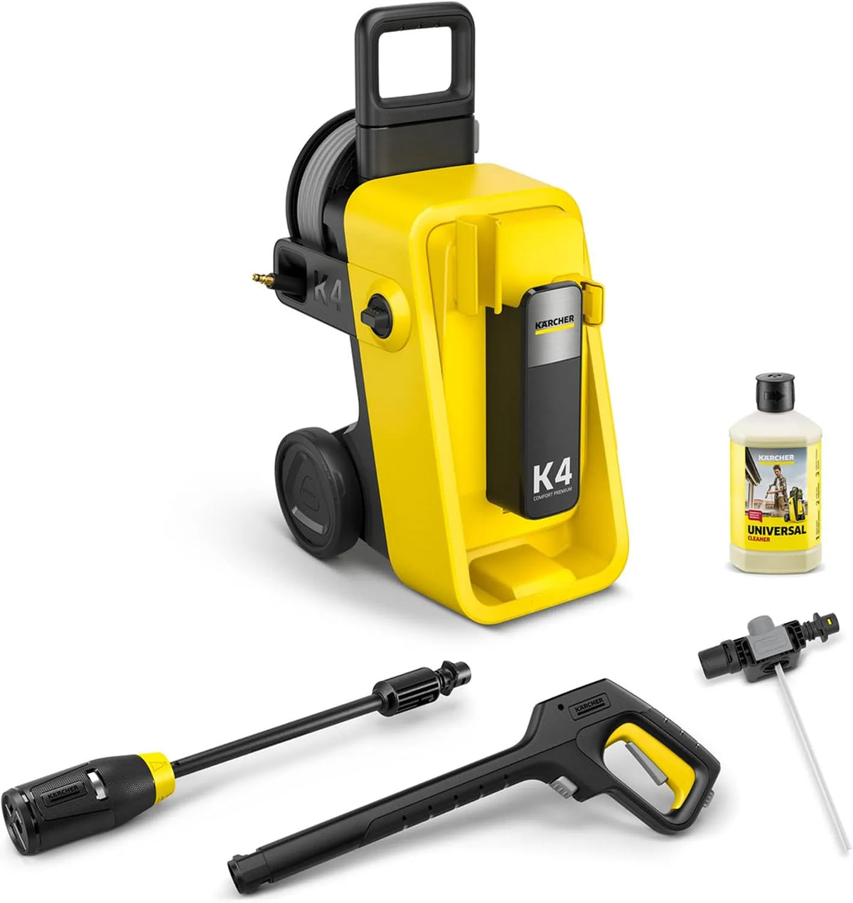 Kärcher Hochdruckreiniger, Druck: max. 130 bar, K 4 Comfort, Fördermenge: 420 l/h, Gewicht: 17 kg, Fläche: 30 m², 4-in-1 Multi Jet, Schlauchtrommel