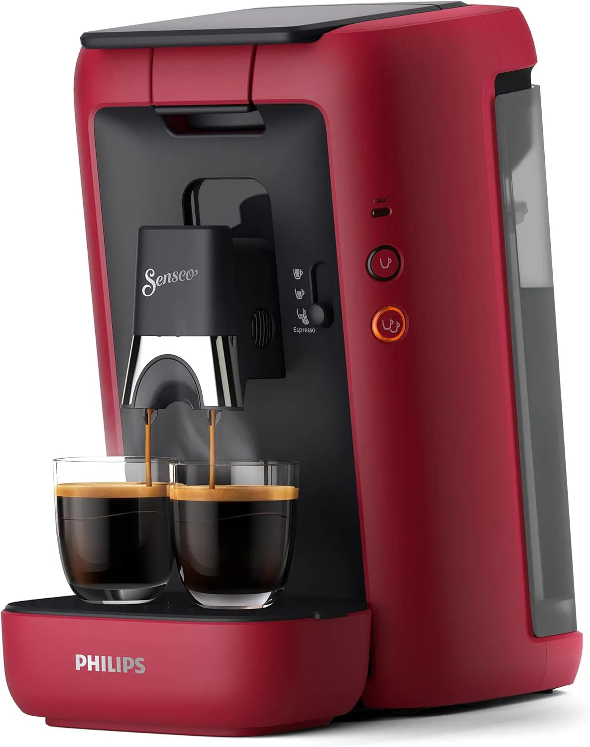 Philips Modell, Senseo Maestro Kaffeepadmaschine mit Kaffeestärkewahl und Memo-Funktion CSA260/90, Grünes Produkt, in Rot