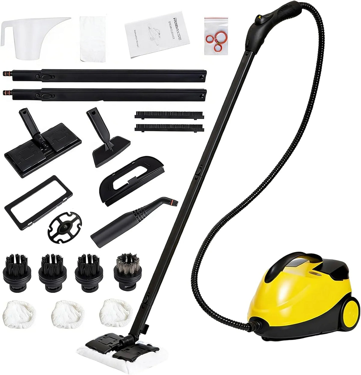 Dampfreiniger, Leistung 2000W mit 23 Zubehörteilen, bis zu 4 Bar einstellbarer Dampfdruck am Handgriff, Fassungsvermögen 1,5L Wassertank