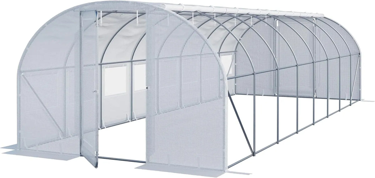 Gewächshaus TOOLPORT Foliengewächshaus, m² weiß transparent, 3x8m mit schwenkbarer Türkonstruktion PE-Plane 180 g