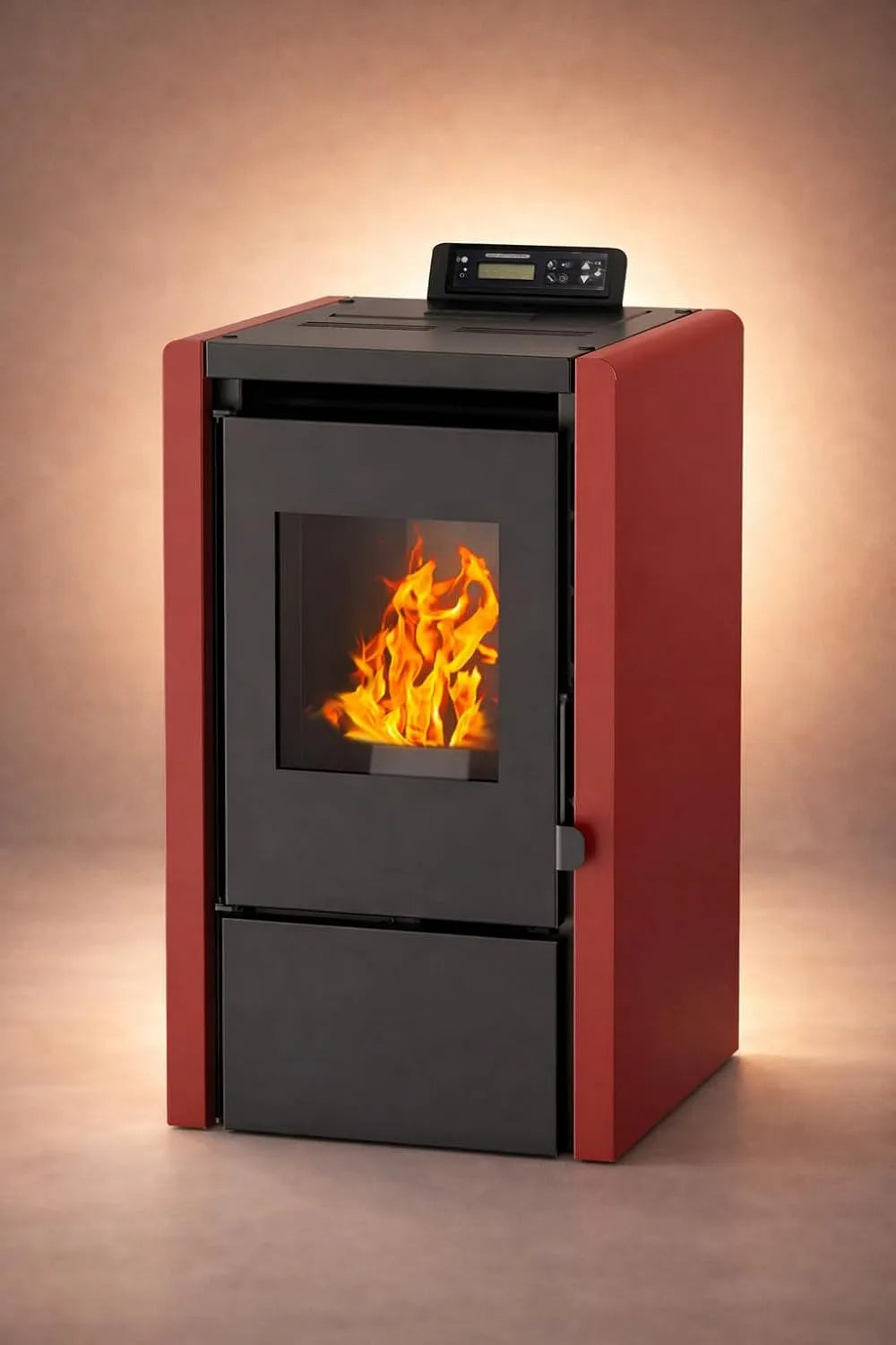 Modell Pelletofen A+ bis ³ PC5 NEMAXX, Chrono & ECO-Modus, App optional, Unterdruck-Verbrennung, Rot, WiFi Ready, Display & Fernbedienung