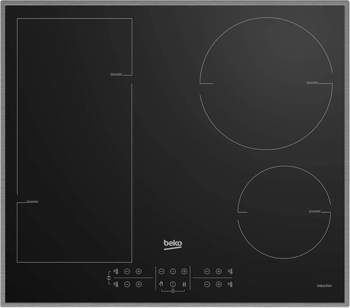 Beko Kochfeld HII 64200, Maße 5,2 x 58 x 51 cm, Induktions FMTX, Flexibles für alle Ihre Töpfe und Pfannen, in Schwarz