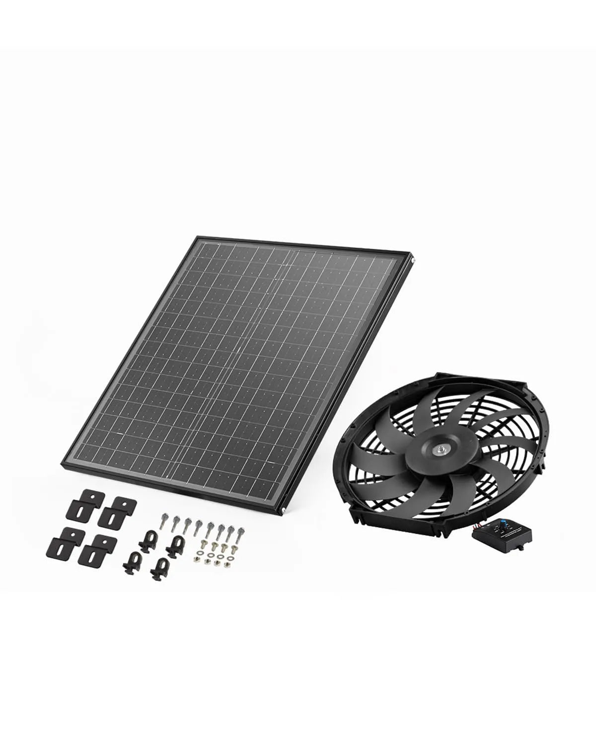 Vevor Ventilator 1300, Φ340x70 mm, Solar, Lüfter, Belüftung, Dachbodenabluftventilator mit einstellbarem Thermostat, Außengitter, für Giebel, Garage