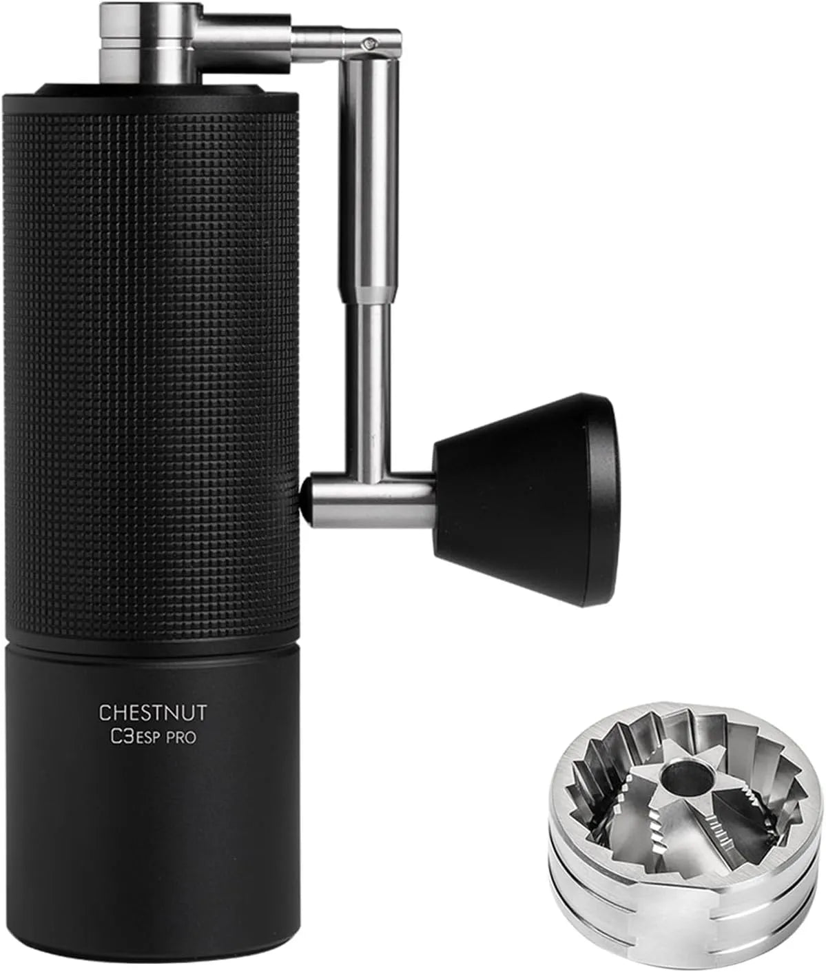 Kaffeemühle, Edelstahl und Kegelförmigem Mahlwerk, TIMEMORE Chestnut C3 ESP Pro Ganzmetall Manuelle Mit Präziser Mahlgradeinstellung, in Schwarz