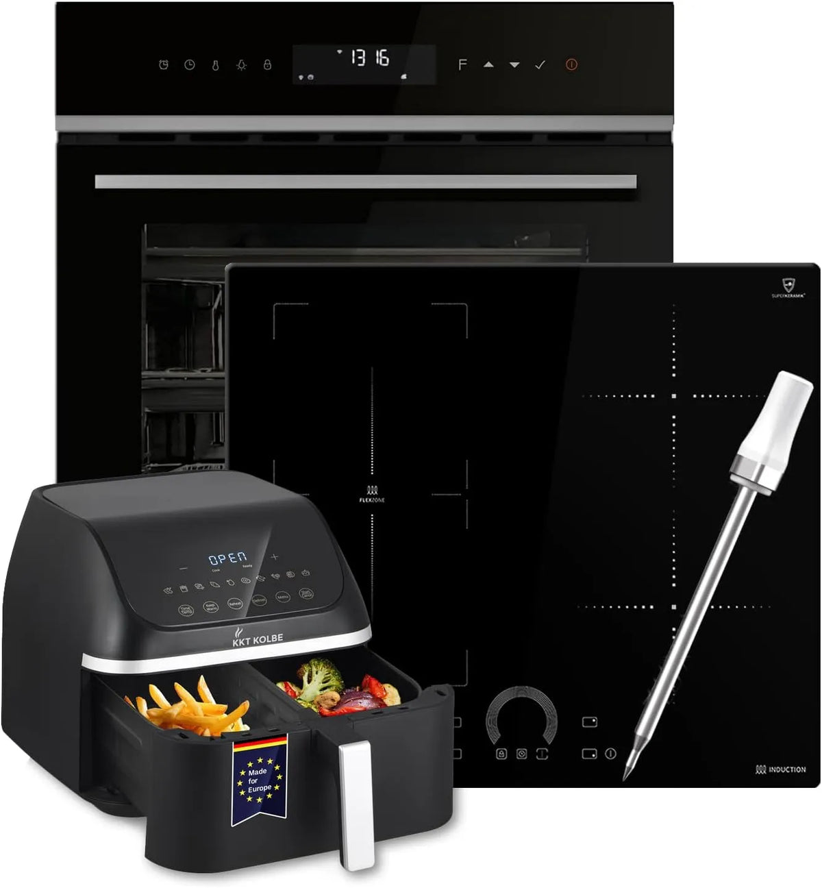 Induktionskochfeld EB8319PHC IH85901FZ SET8319PHCIH592FZAF, 60cm Einbaubackofen, Breite 59cm, Herdset, Airfryer Heißluftfritteuse, Pyrolyse, Grill