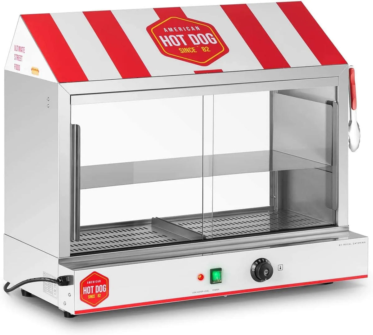2500H Royal Catering, RCHW Hot Dog Steamer 300 Würstchen 100 Brötchen 2400 W Hot Dog Wärmer Würstchenwärmer