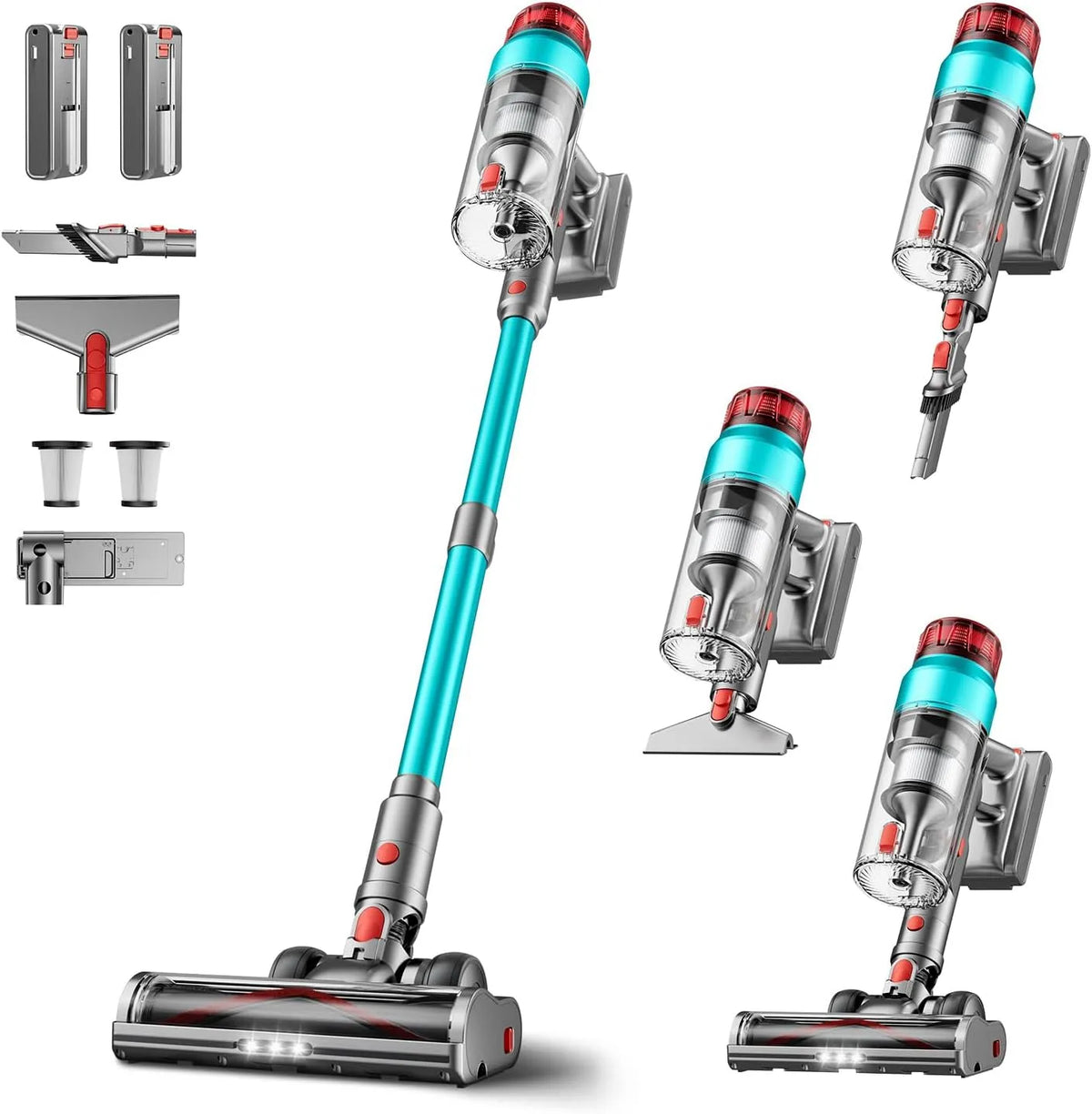 Staubsauger 60000Pa/600W 75Mins Akku, Leistung 600W Kabellos Laufzeit, Wandmontierte Ladestation, Akkustaubsauger Cordless Vacuum Cleaner