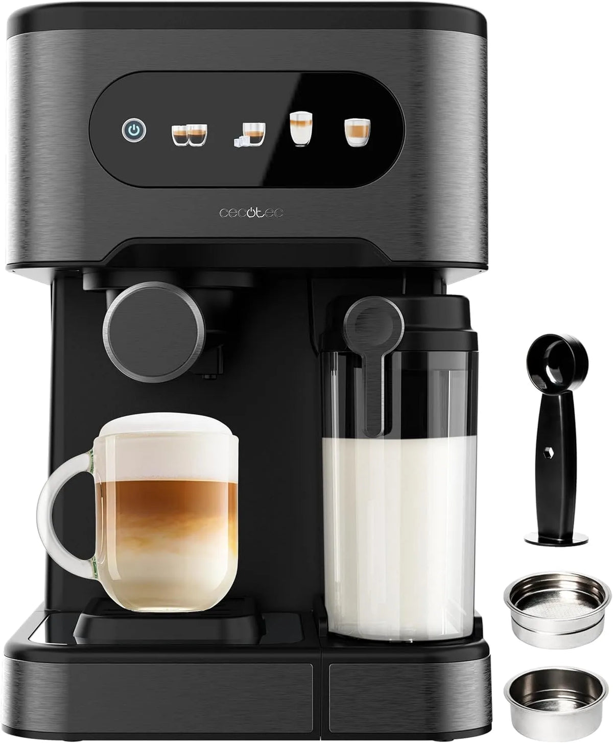 Cecotec Kaffeemaschine, Halbautomatische Express Power Espresso 20 ColdBrew Latte. 1350 W, 20 bar, Fassungsvermögen 1,5 l Wassertank und 500 ml Milch