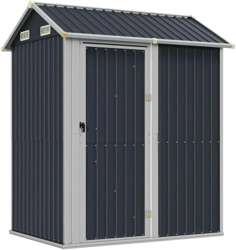 VidaXL Gerätehaus, Anthrazit 192x152,5x237 cm Verzinkter Stahl, Gartenhaus mit Schrägdach Tür, Gartenschuppen Schuppen mit Stauraum