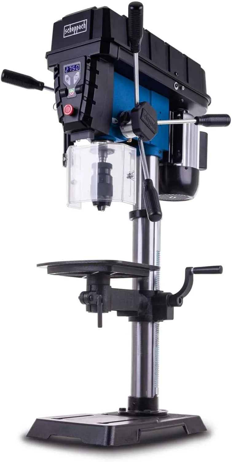Scheppach Modell, Tischbohrmaschine mit 80mm Bohrtiefe TBM300Vario 1-16mm 2580min-1, Leistung 750W, Holz, Schnellspannbohrfuter, Laser & LED