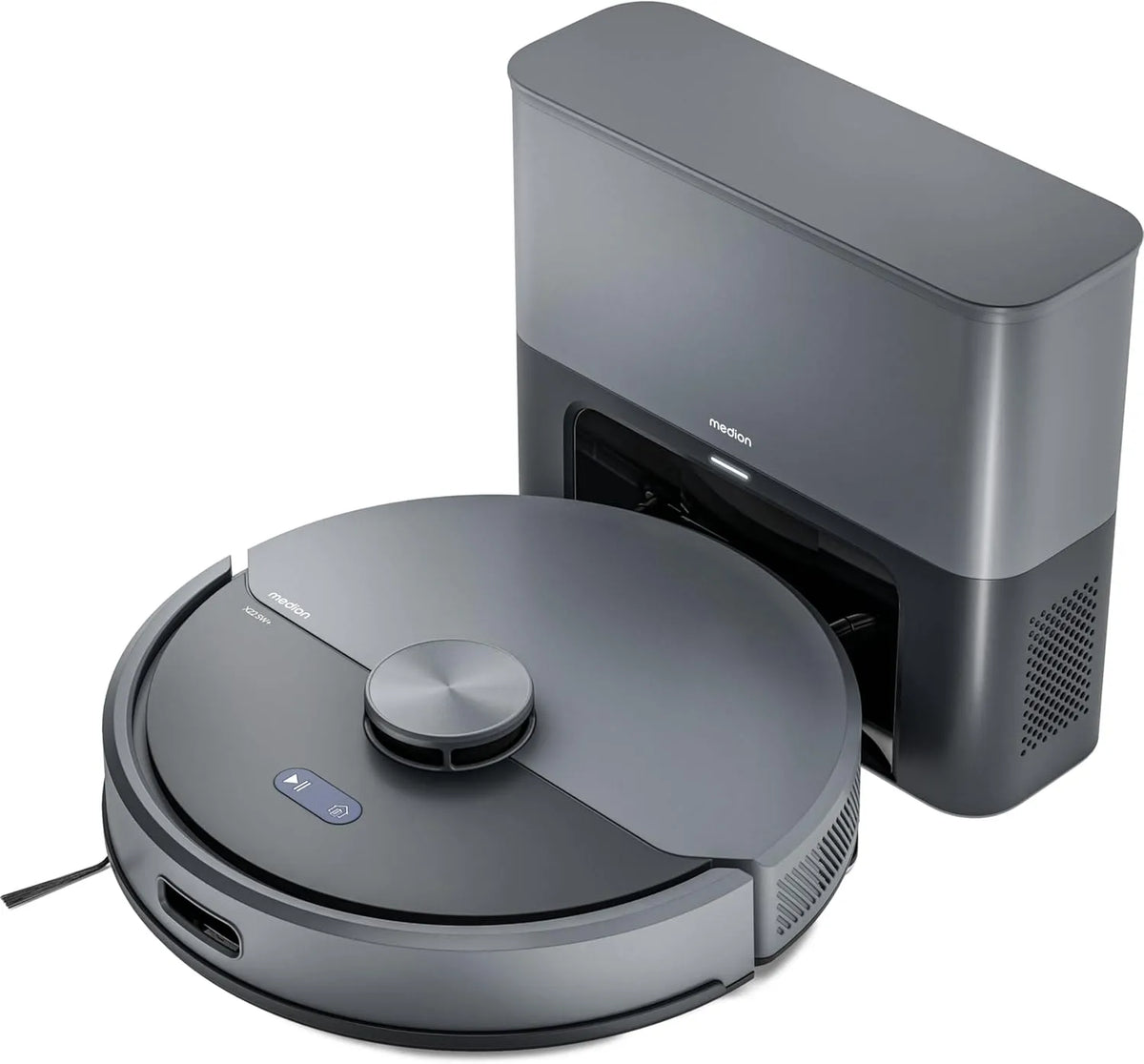 Saugroboter X22 2in1 MEDION, mit Absaugstation und Wischfunktion SW+, Roboterstaubsauger, Go & No Go Bereiche, blau, Starke 5000Pa Saugkraft
