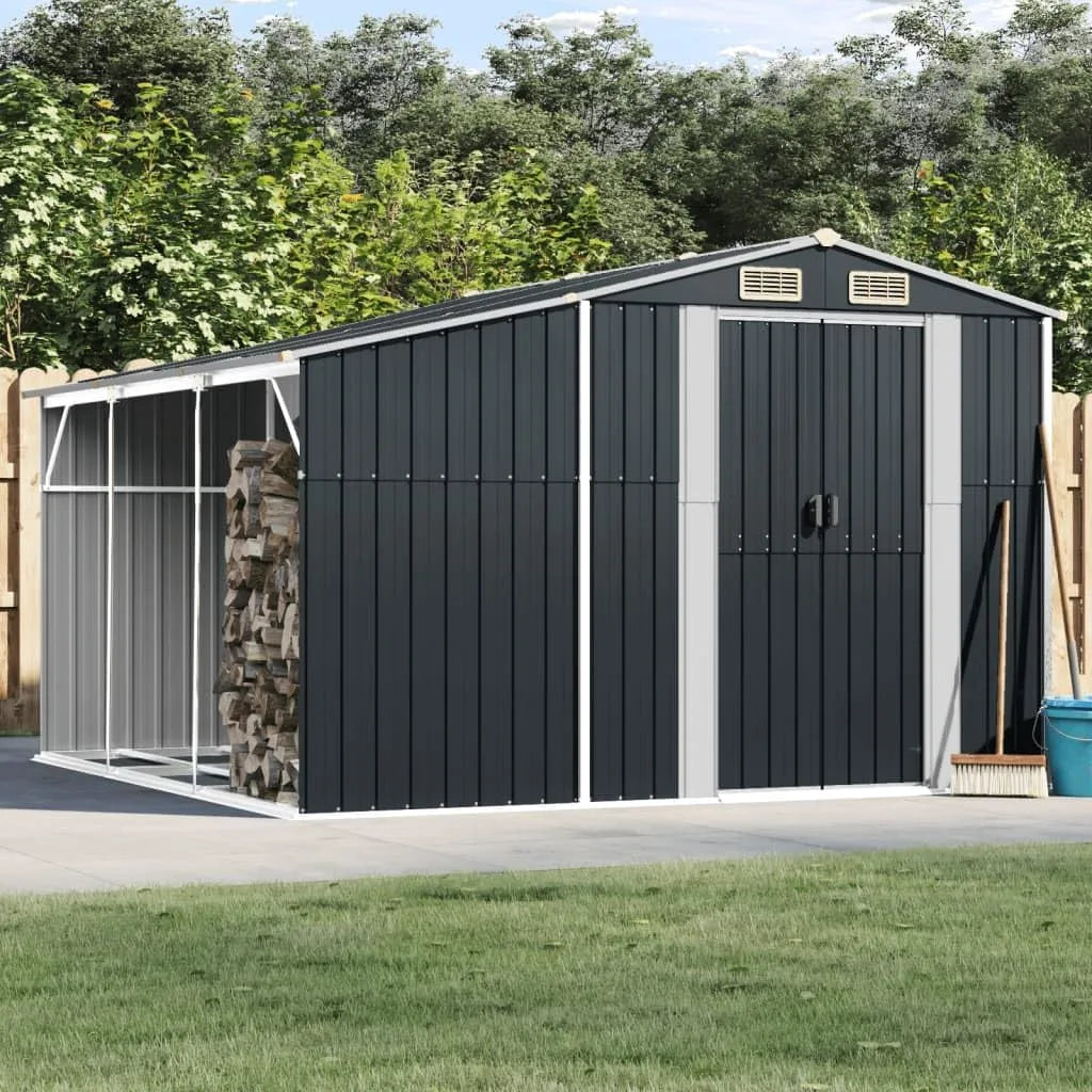 Gerätehaus SECOLI, mit Holzunterstand Fahrradgarage Metall Unterstand Wetterfest Geräteschuppen