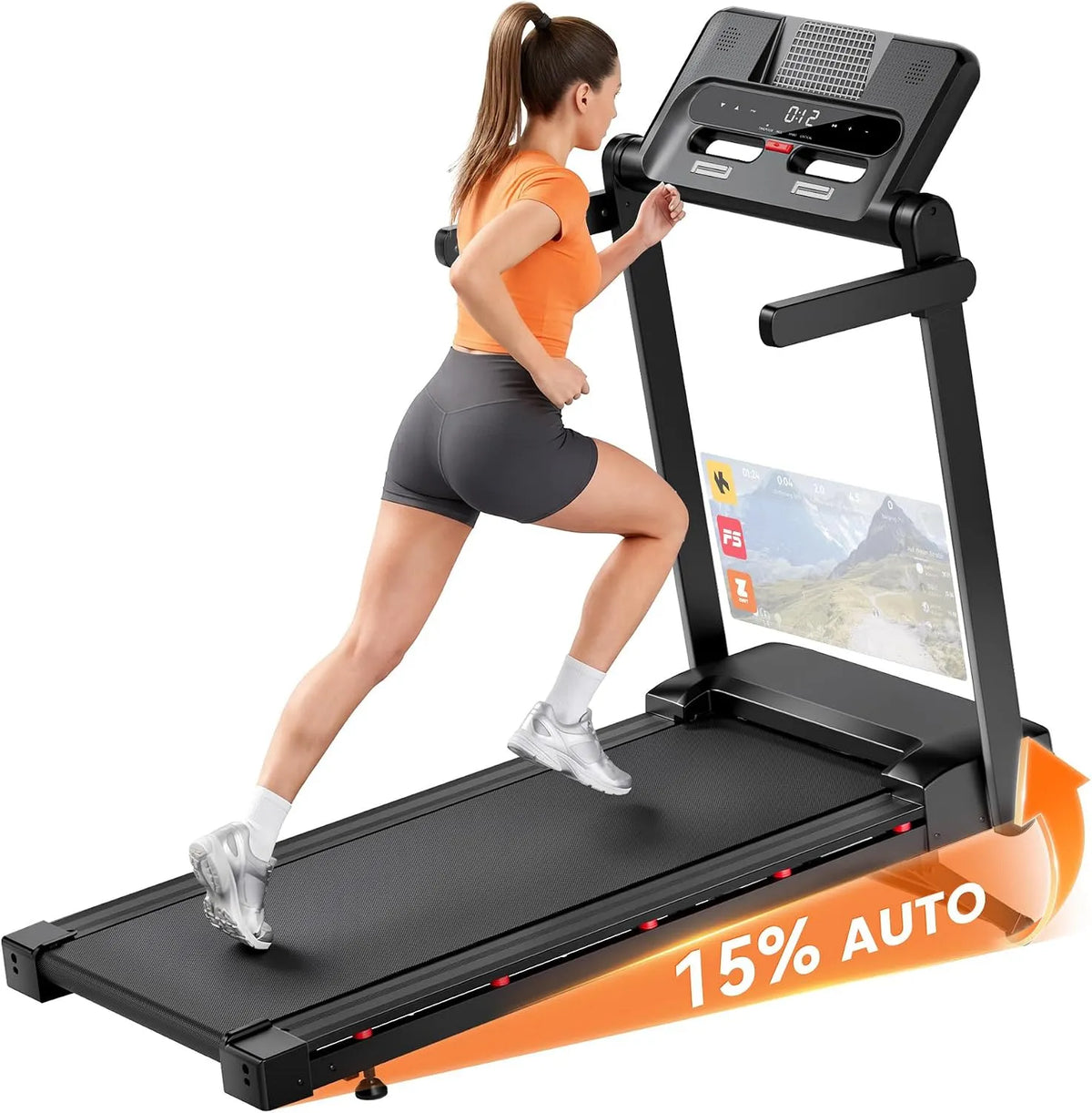 Modell Zuhause Klappbar 136-150kg Laufband für, 1-14 km/h Laufband mit Steigung, 12 Trainingsprogrammen, Nutzergewicht in Schwarz