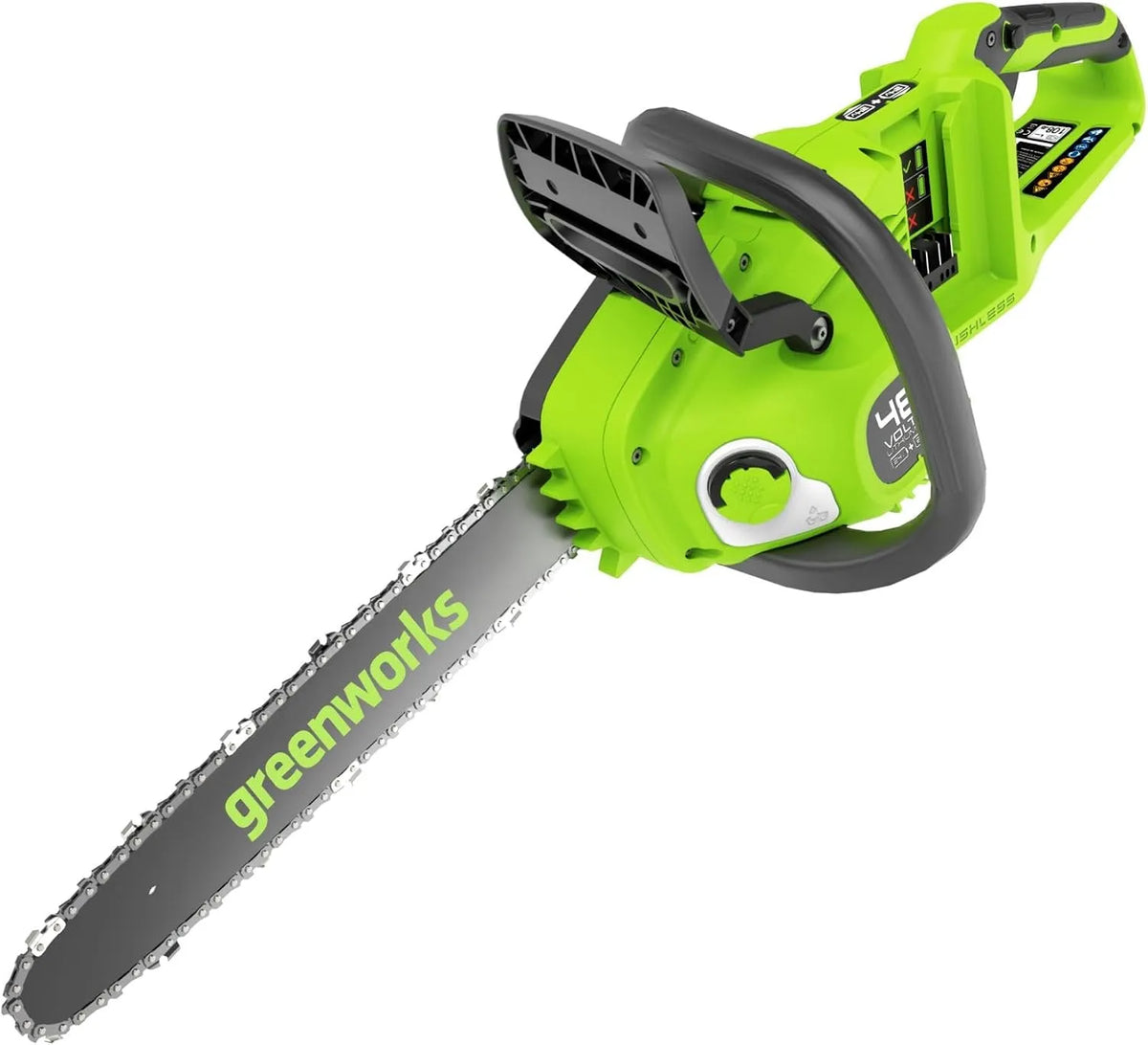 Greenworks Modell 14-Zoll, Spannung 48V 2x24V GD24X2CS36, Akku Kettensäge mit bürstenlosem Motor, Breite 35 cm, 20 m, Gewicht 3,7kg, 3 Jahre, Klinge