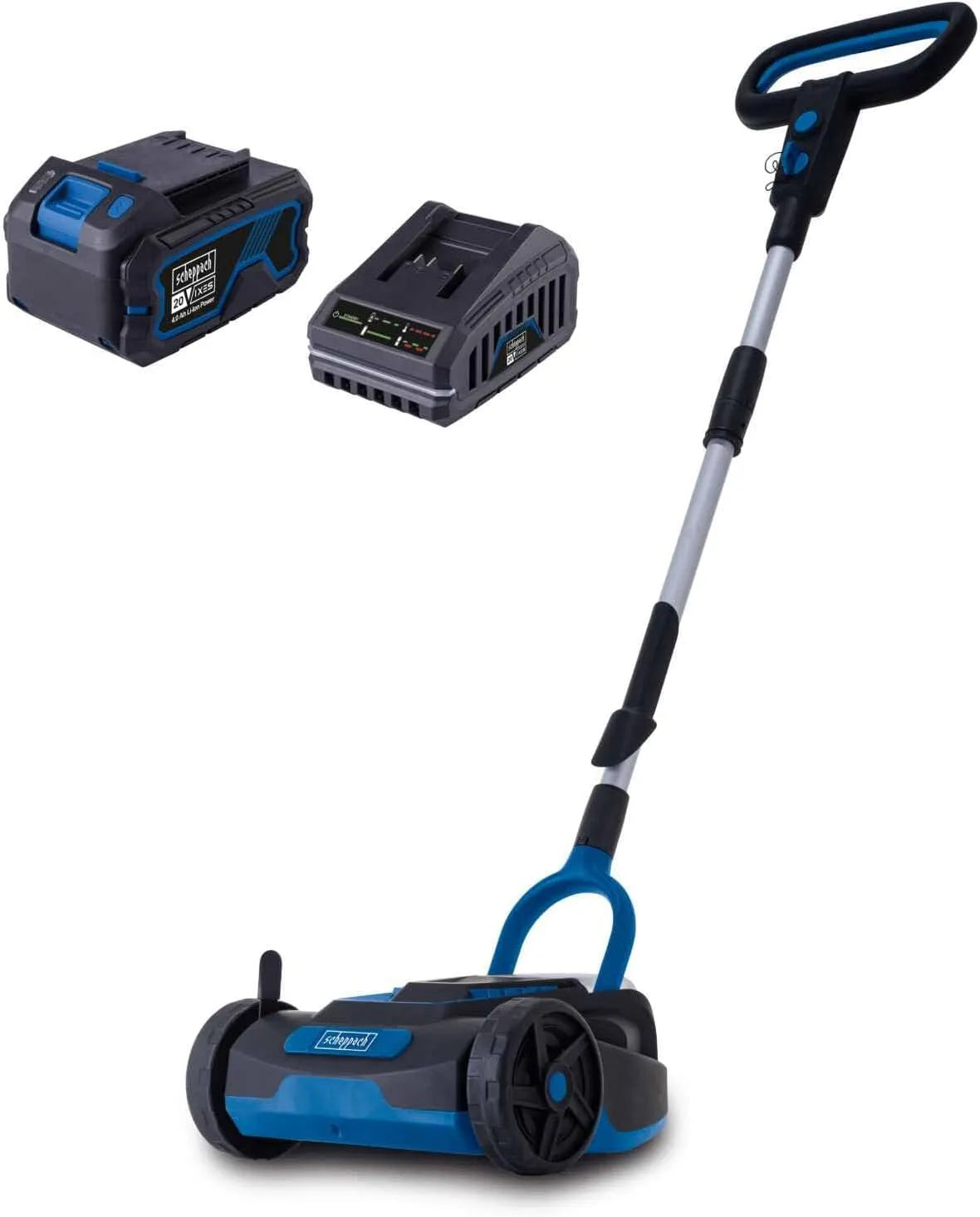 Scheppach Rasenmäher BC-MP220-X, Spannung 20 Volt-IXES-Serie, Schnittbreite 21,5 cm, 50 mm, für bis zu 120m², Schnitthöhenverstellung 3 Stufen 30