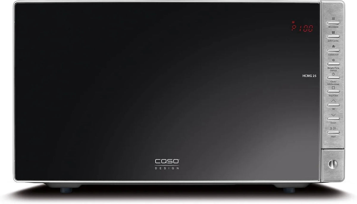 Caso Mikrowelle HCMG 25, Fassungsvermögen 25 L Garraum, Leistung 900W, Heißluft bis 240°C, 10 Betriebsprogramme, 4 Kombifunktionen, Spiegelfront