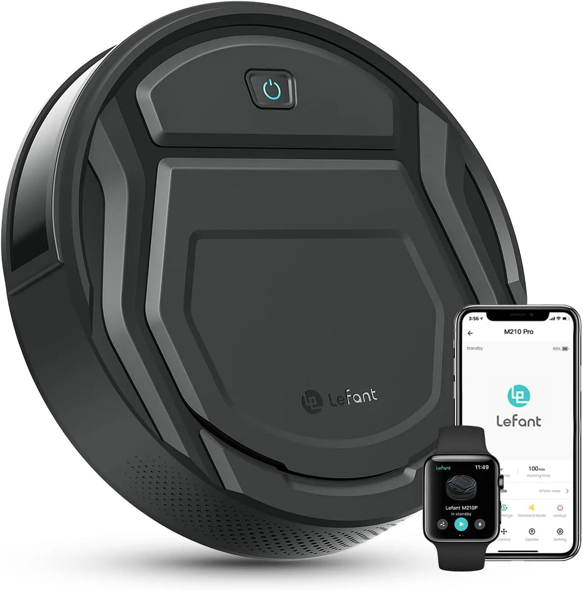 Saugroboter M210P 2200 LEFANT, 6 Reinigungsmodi und automatisches Aufladen, Pa Saugkraft, Alexa und App, 120 Min.Steuerung per WLAN, Bluetooth