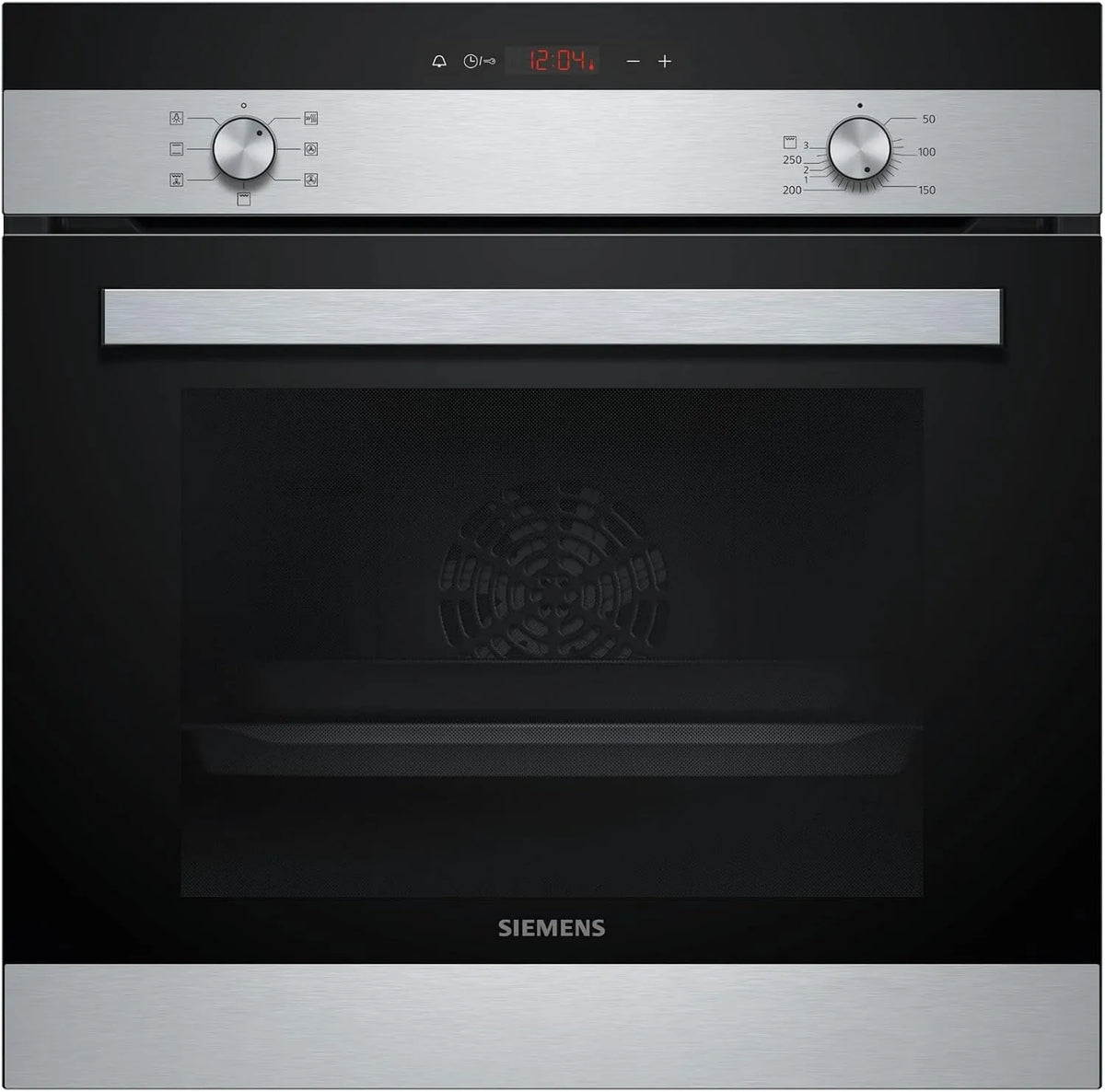 Siemens Backofen HB113FBS1 iQ100, Edelstahl, 3D Heißluft Plus, Einbau-Elektro, Einfache Reinigung mit granit Glanz-Emaille, Schnellaufheizung