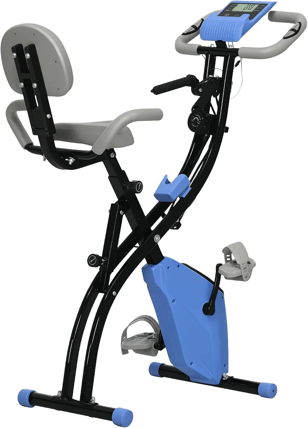 Homcom Fahrrad, klappbarer Hometrainer Trimmrad mit 8 stufig Magnetwiderstand, Stahl, Spannseil