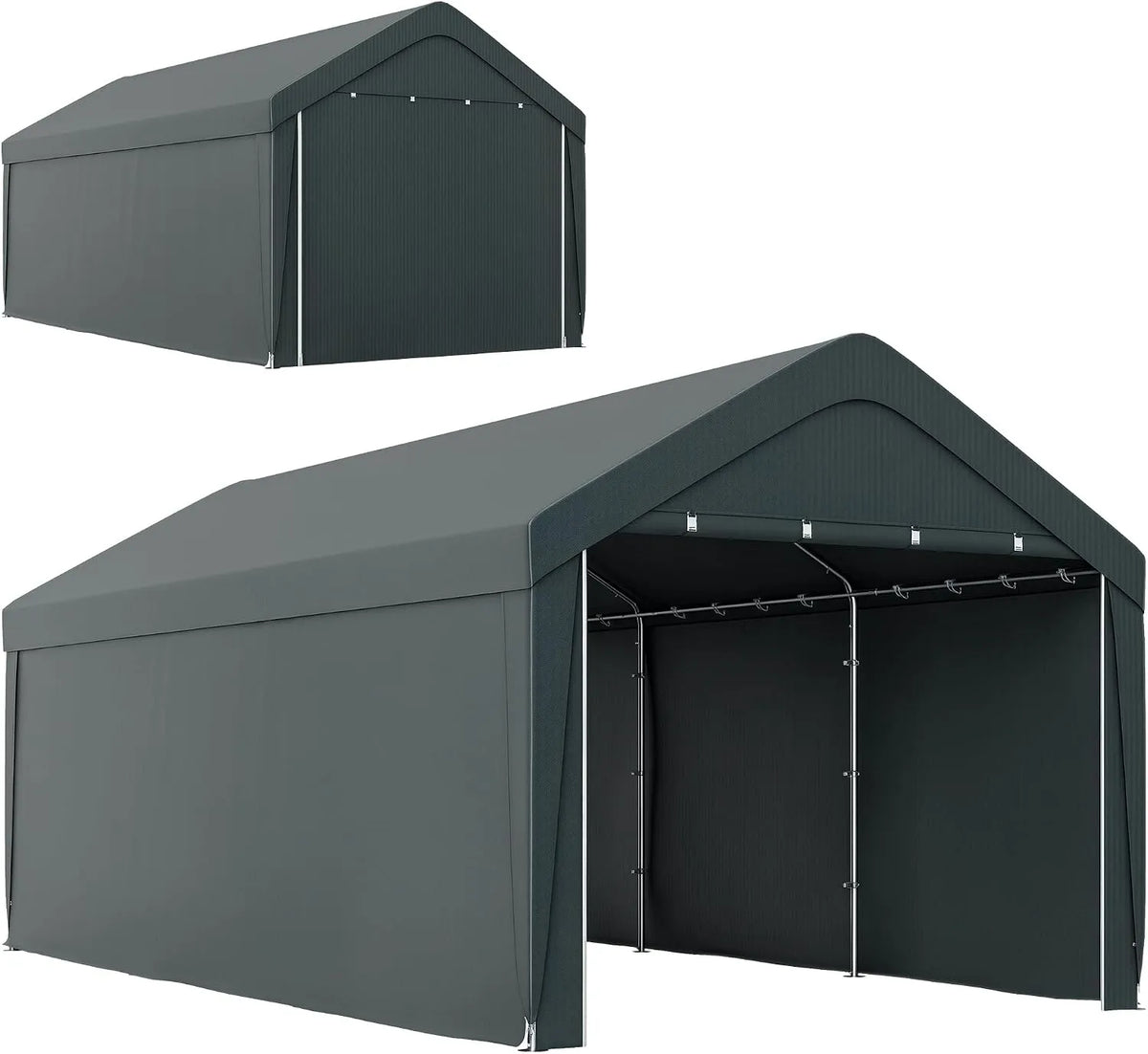 Outsunny Carport, Garagenzelt 3 x 6 m, Lagerzelt mit abnehmbaren Seitenwänden und 2 aufrollbaren Reißverschlusstüren, Outdoor, für Auto, LKW, Boot