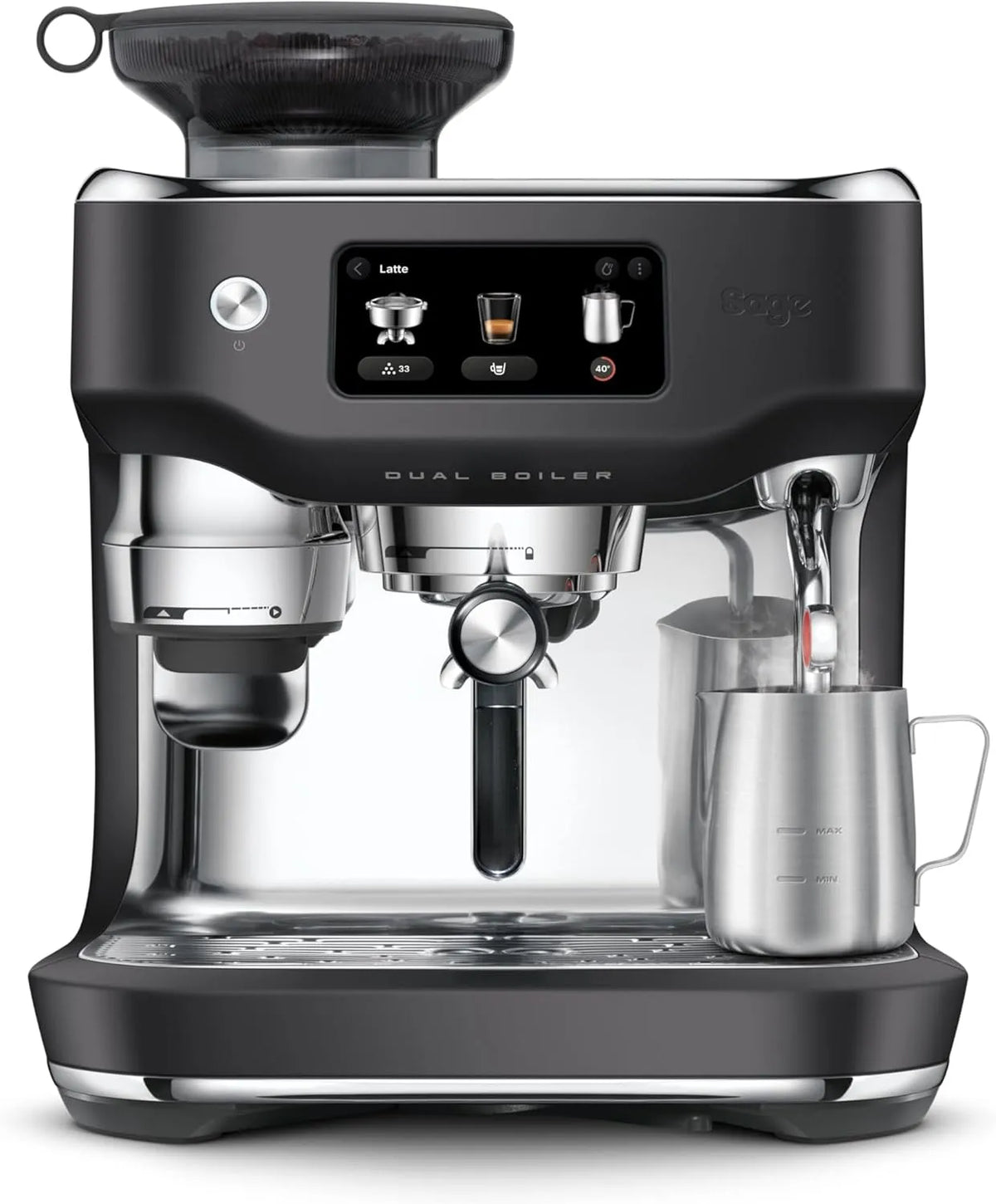 Sage Kaffeemaschine, 16 Betriebsprogramme inklusive. Espresso, mit Manuellem & automatischem Milchaufschäumer, Schwarzer Trüffel