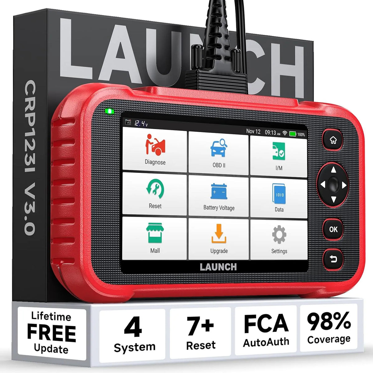 Modell Diagnosegerät Auto CRP123I V3.0 OBD2 Launch, EPB, SAS, BMS, Auto VIN, Lebenslanges Update Scan Tool, 4 Systeme Auslesegerät Auto, DPF, BAS