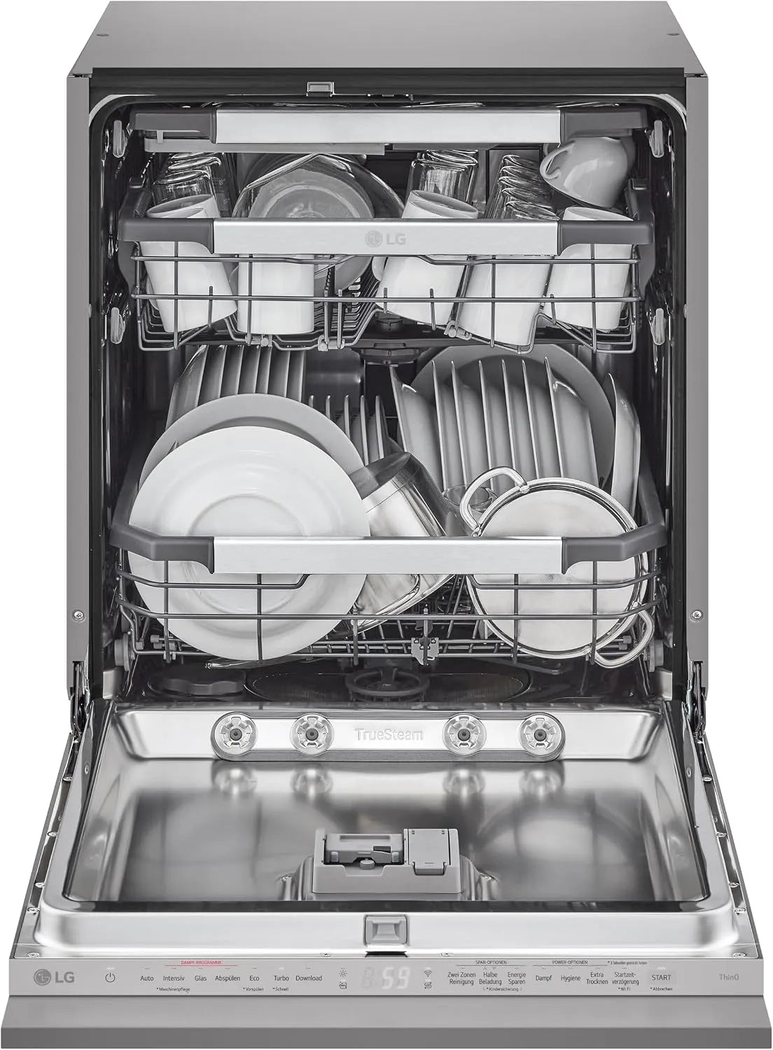 LG Geschirrspüler DB476TXS, Dampf, 43 dB, Energieklasse A, Silber, ThinQ