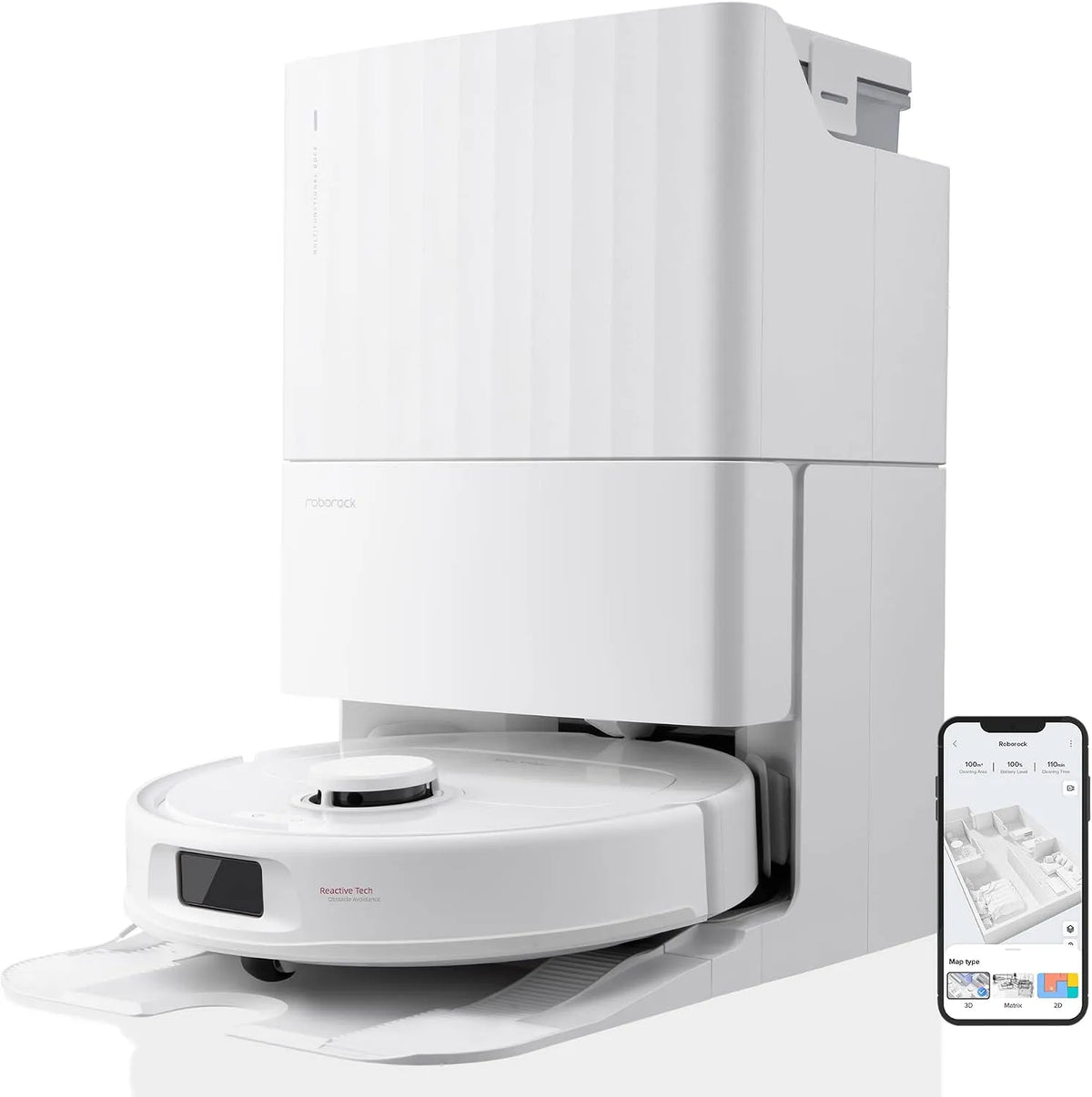 Roborock Saugroboter, 45 dB, leises Trocknen, Generalüberholt, QrevoS mit Saugleistung von 7000Pa, PreciSense LiDAR Navigation, Weiß