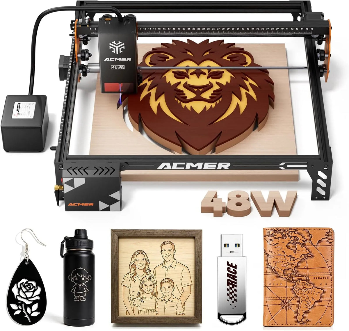 Modell W W W/24, P1 S PRO 48 W, Laser Cutter mit 25L Luftpumpe, 380 * 350mm Gravierbereich, Holz, Gravur Laser für Kleine Unternehmen, Acryl, Leder
