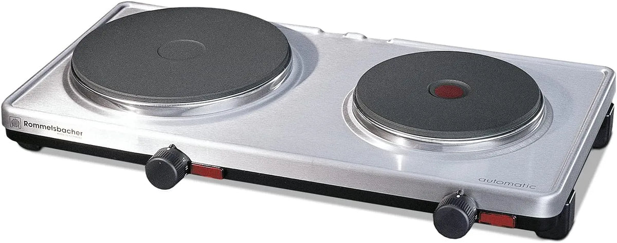 Doppelkochplatte AK 3099 ROMMELSBACHER Automatik, 2 Heizplatten 145 mm, 180 mm, 1500 Watt, Gehäuse aus Edelstahl, stufenlos regelbar