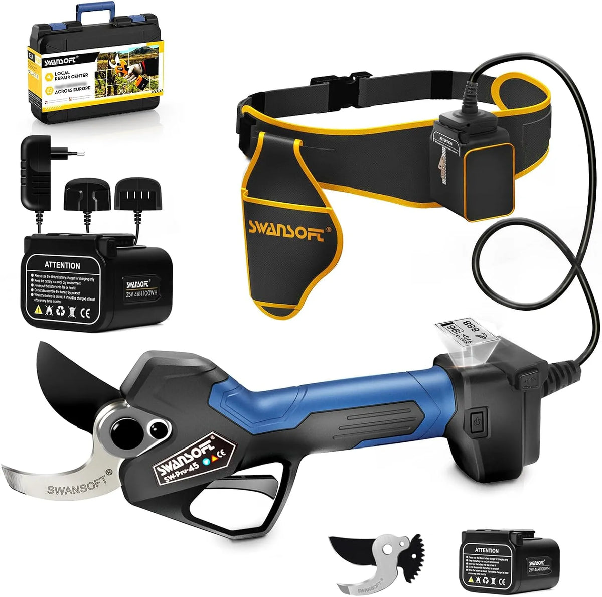 Modell s Preis-Leistungs-Verhältnis PRU45 4+4Ah, 45mm 25V Gartenschere Astscheren, SWANSOFT Akku Astschere