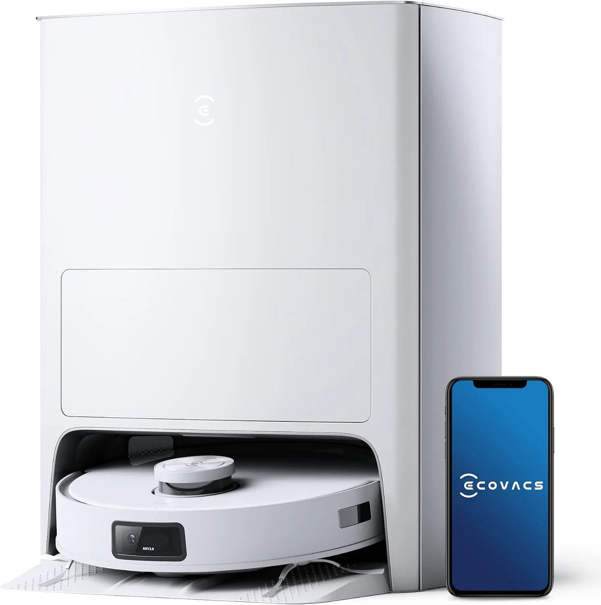 Ecovacs Saugroboter 260min, 5000Pa, Selbstwaschend, Selbstentleerend Dock, DEEBOT X1 e Omni mit Wischfunktion, OZMO Turbo 2.0, Yiko Sprachassistent