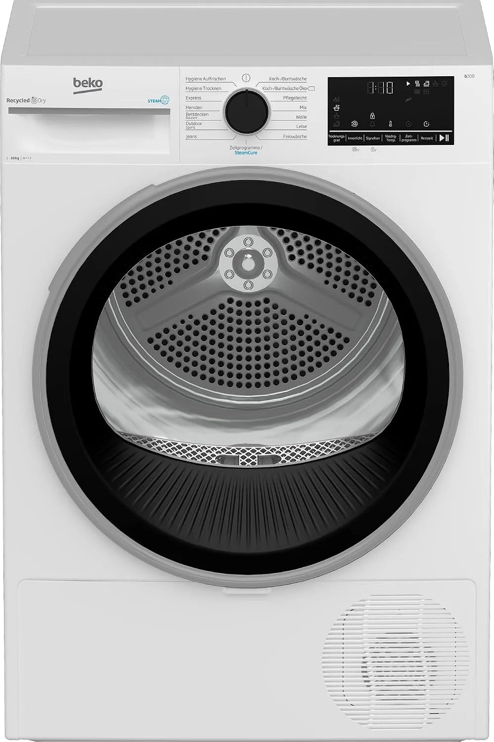 Beko Wärmepumpentrockner B3T442491, Gewicht 10 kg, 15 Betriebsprogramme, SteamCure, Dampffunktion, Allergikergeeignet, Aquawave Schontrommel, Weiß